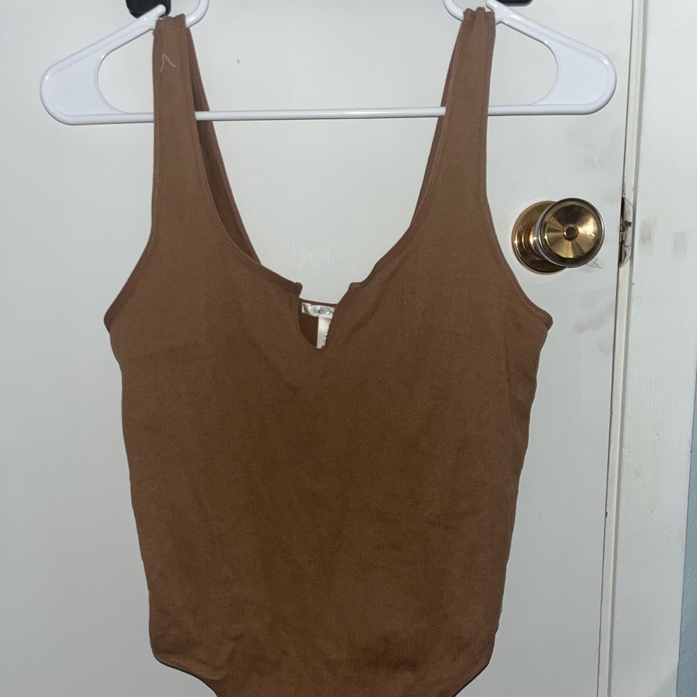 Brown stretchy material bodysuit